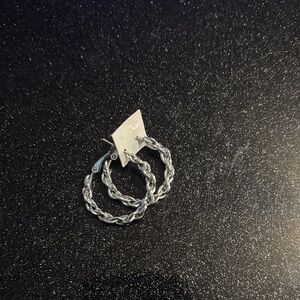 Silver Twisted Hoop Earrings